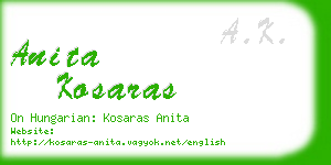 anita kosaras business card